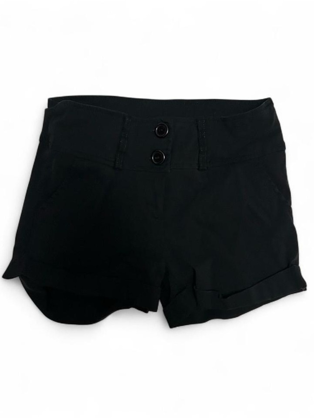 High-Waist Black Women's Shorts with Button Detail